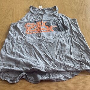 Gray Tank Top with Orange Graphic